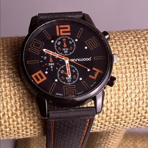 Sapwood Men's Black & Orange Watch  Needs a battery